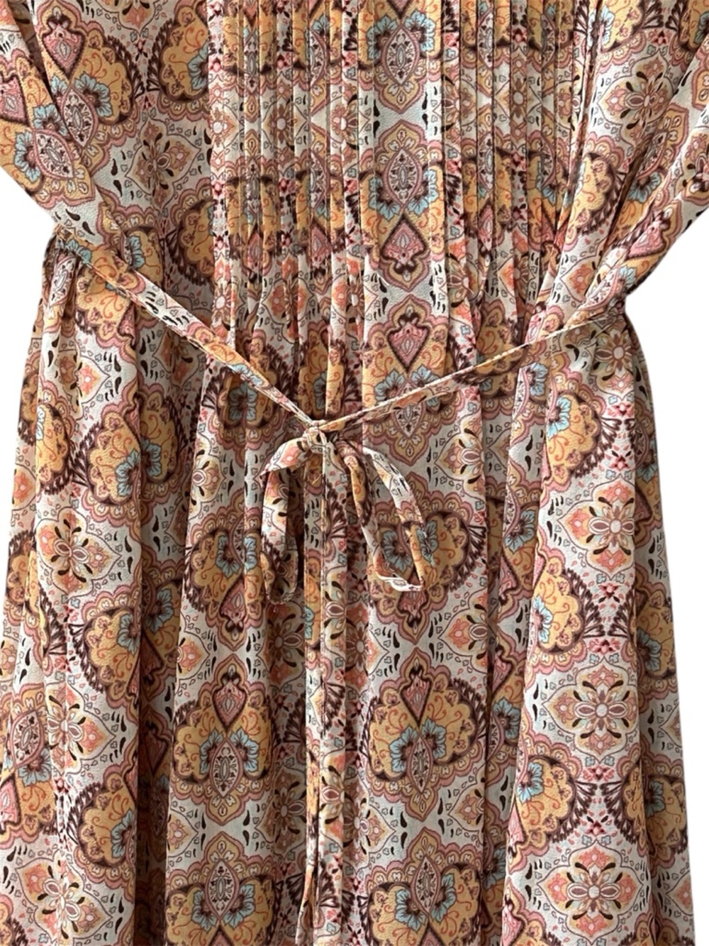 America Rag Boho Paisley Floral Tunic Semi Sheer Pintuck Front and Back Size M - Picture 5 of 10